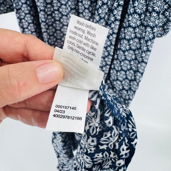 Croft & Barrow Navy Blue White Print Midi Dress 3/4 Sleeve Size 2X - Picture 10 of 12